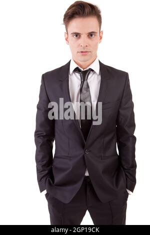 Young business man posing, isolated over white Stock Photo
