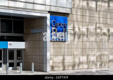 Montreal, QC, Canada - September 4, 2021:  Entrance to Bell Centre (French: Centre Bell) in Montreal, Quebec, Canada. Stock Photo