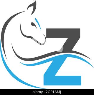 Letter Z icon logo with horse illustration design Stock Vector