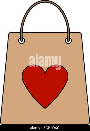 Shopping Bag With Heart Icon Stock Vector