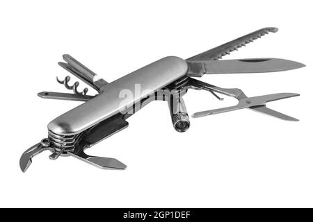 Metall Pocket Knife isolated on white background Stock Photo
