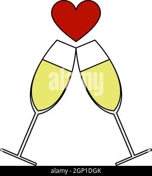 Champagne Glass With Heart Icon Stock Vector