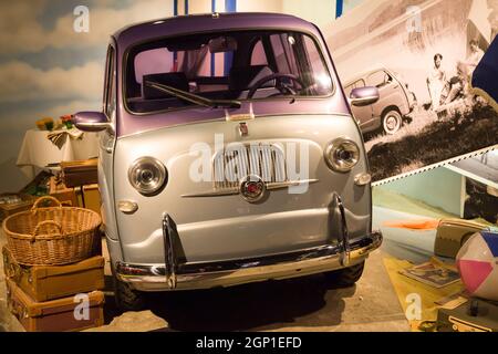 Torino, Italy - August 13, 2021: 1956 Fiat 600 Multipla showcased at the National Automobile Museum (MAUTO) in Torino, Italy. Stock Photo