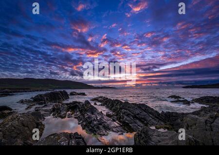 Sunset at Allihies on the Beara Peninsula in County Cork, Ireland Stock Photo