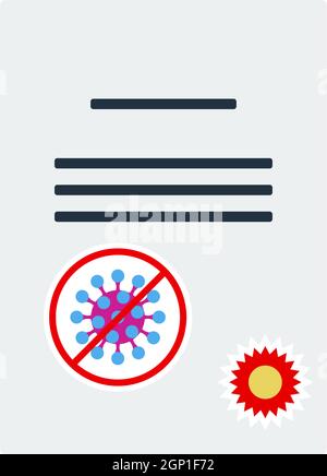No Coronavirus Certificate Icon Stock Vector