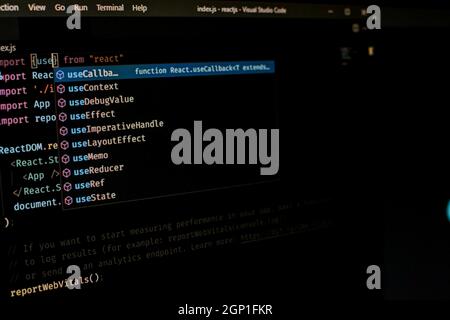 Another side capture of a code editor with jsx code Stock Photo