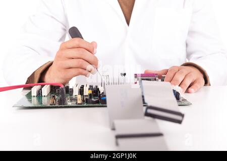 Happy and successful young computer engineer Stock Photo