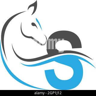 Letter S icon logo with horse illustration design Stock Vector