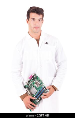 Happy and successful young computer engineer Stock Photo