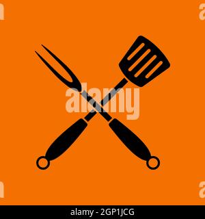 Crossed Frying Spatula And Fork Icon Stock Vector