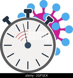 Coronavirus Molecule Under Stopwatch Icon Stock Vector
