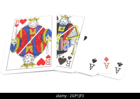 Poker Cards - Fullhouse Aces over Kings Stock Photo