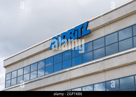 Pointe-Claire, QC, Canada - September 3, 2021: Close up of ANDRITZ sign at their Canadian head office in Pointe-Claire, QC, Canada. Stock Photo