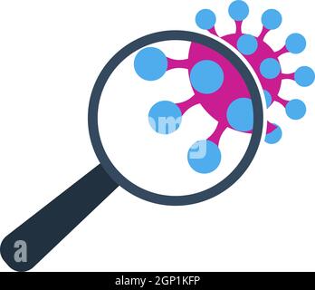 Magnifier Over Coronavirus Molecule Icon Stock Vector