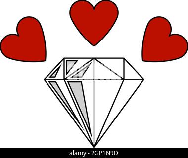 Diamond With Hearts Icon Stock Vector