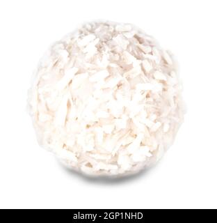 Homemade candy white chocolate and coconut on white isolated background. Stock Photo