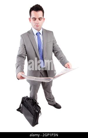 Young business man posing, isolated over white Stock Photo