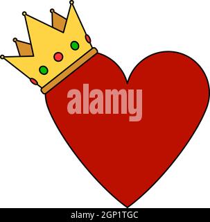 Valentine Heart Crown Icon Stock Vector