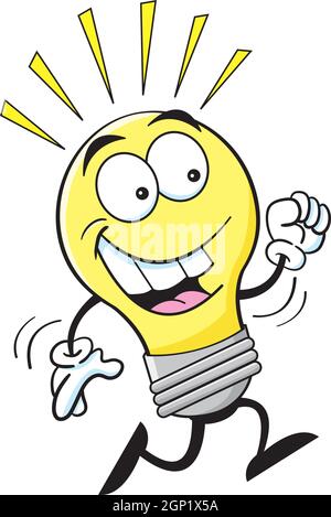 Cartoon illustration of a light bulb running. Stock Vector