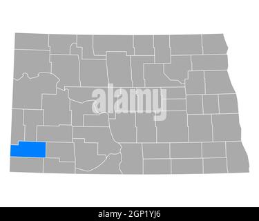 Map of Slope in North Dakota Stock Photo