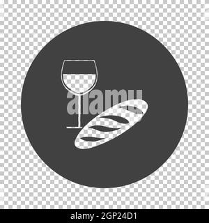Easter Wine And Bread Icon. Subtract Stencil Design on Tranparency Grid ...