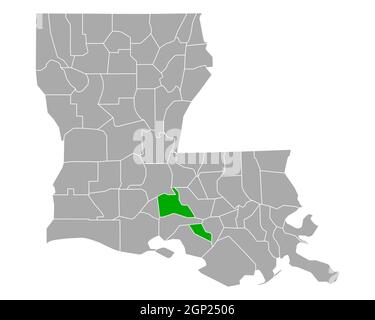 Map of St Martin in Louisiana Stock Photo