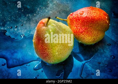 HEALTH FOOD CONCEPT: Two Pears Stock Photo