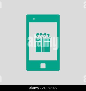Smartphone With Gift Box On Screen Icon Stock Vector