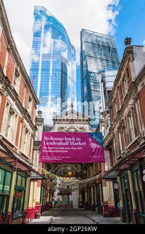 The entrance to the Leadenhall Market in the financial district of London, England Stock Photo