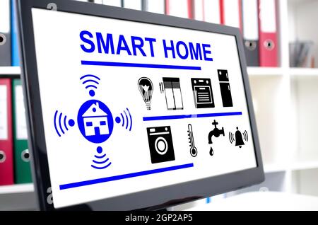 Smart home concept shown on a computer screen Stock Photo
