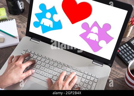 Love concept shown on a laptop screen Stock Photo