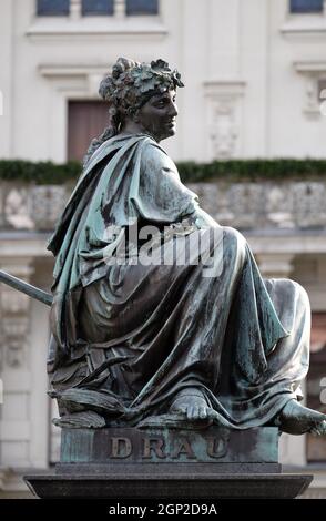 Archduke Johann Fountain, allegorical representation of the river Drau, Hauptplatz square, Graz, Styria, Austria Stock Photo