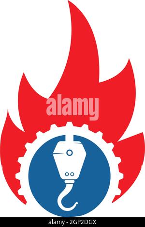 fire crane hook vector icon logo design Stock Vector
