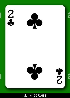 A Two of Clubs playing card with clipping path to remove background and shadow 2 Deuce 3d illustration Stock Photo