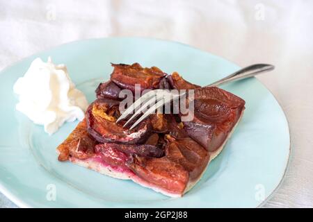 bavarian plum cake with cream Stock Photo