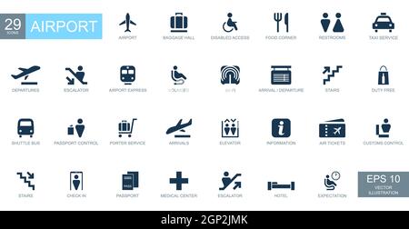 Abstract icons on the theme of airport - Vector illustration Stock Photo