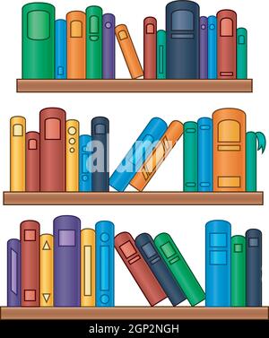 Bookshelf with colorful books Stock Vector