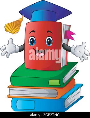 Vector illustration of Book cartoon on pile book Stock Vector