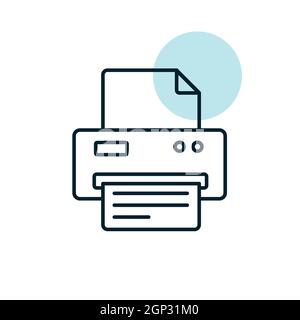 Printer vector outline icon. Office sign Stock Vector