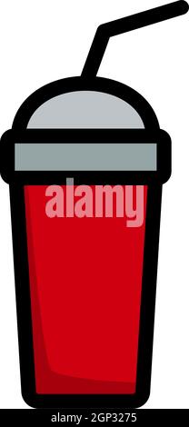 Disposable Soda Cup And Flexible Stick Icon Stock Vector