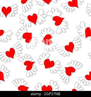 Flying hearts pattern Stock Vector