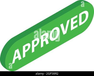 Inscription approved icon, isometric 3d style Stock Vector