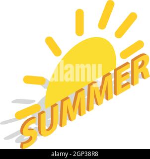 Sun and summer icon, isometric 3d style Stock Vector