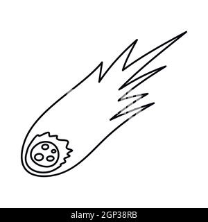 Falling meteor with long tail icon, outline style Stock Vector