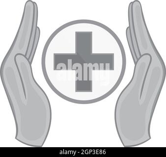 Medical care icon, black monochrome style Stock Vector