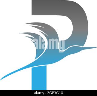 Letter P logo with pelican bird icon design Stock Vector