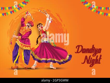 Man and woman dancing illustration, Folk dance Garba Dandiya Raas, Cartoon  characters dance between men and women, cartoon Character, purple png |  PNGEgg