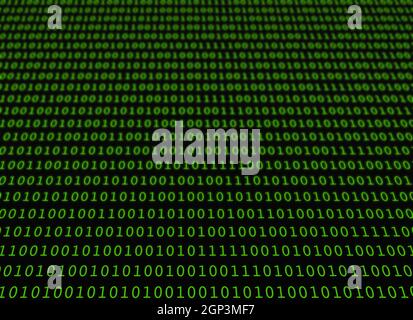data screen in binary code on black background Stock Photo