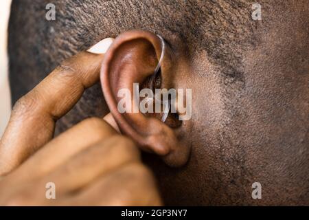 Hearing Aid And Audiology. Handicap And Disability Aid Stock Photo