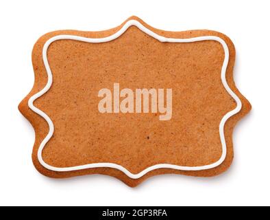 Christmas gingerbread label cookie isolated on white background Stock Photo